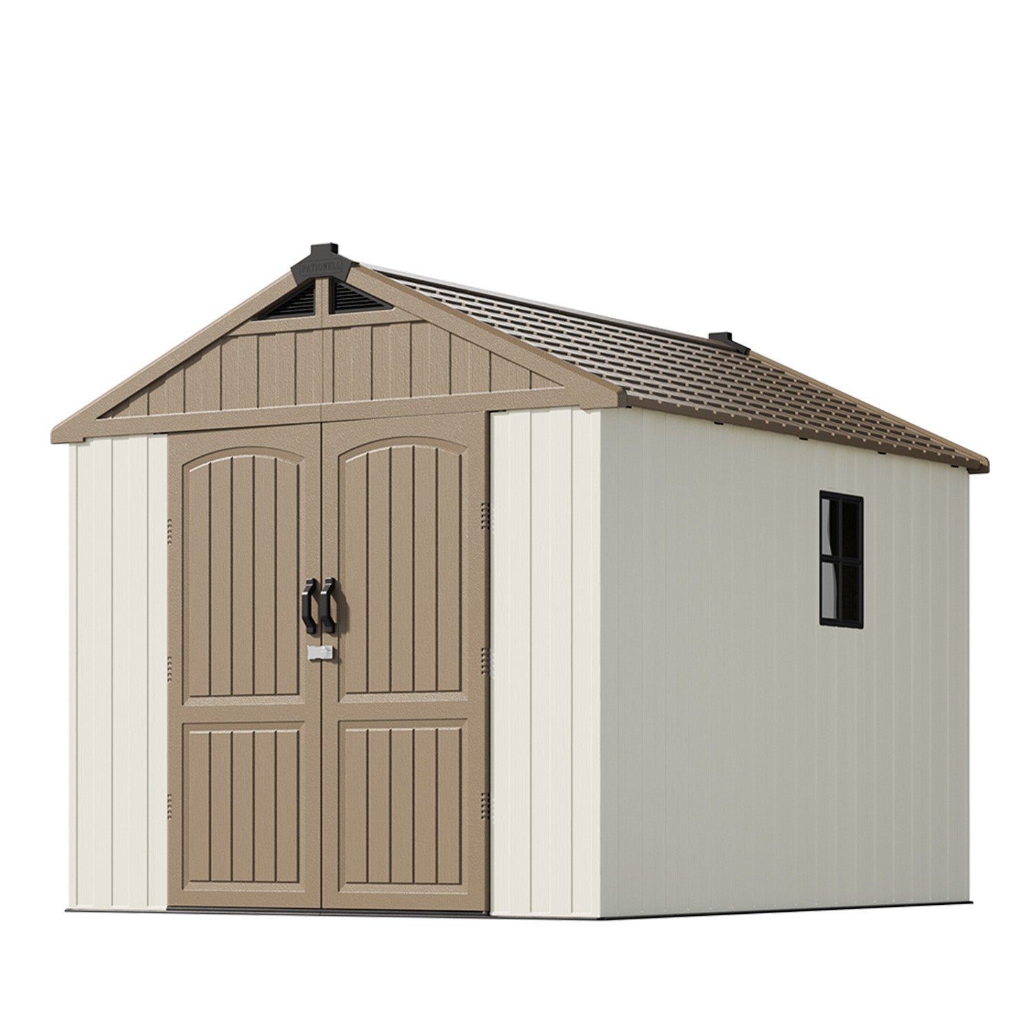 8x10 Plastic Storage Shed with Floor, Easy to Assembly, Khaki