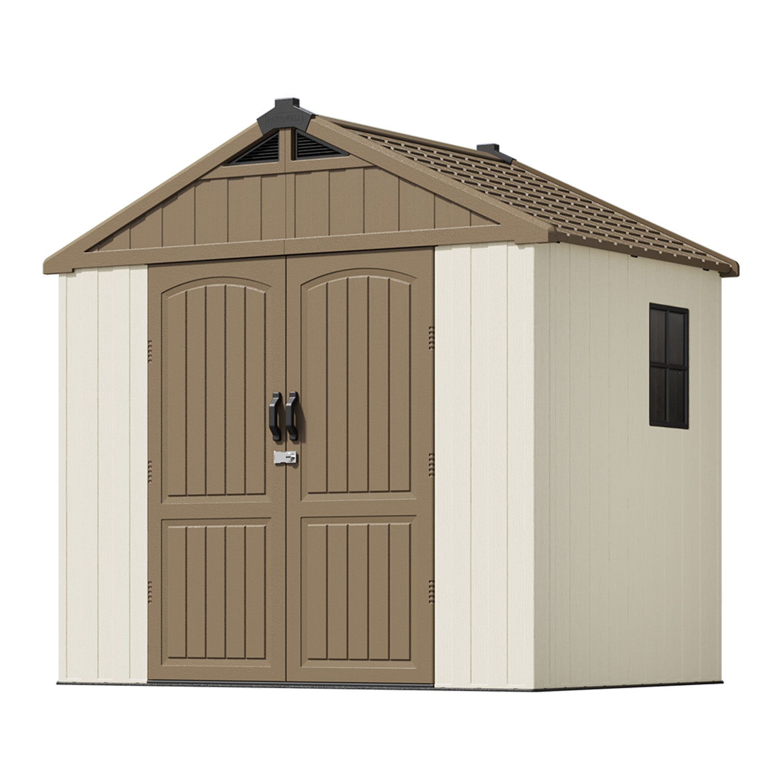 Patiowell 8x6 Kick-it Plastic Shed with Floor, Brown & Beige