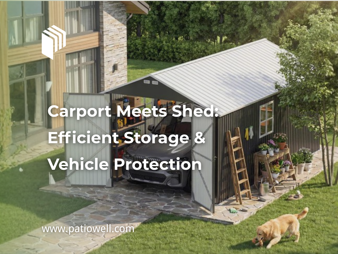 Carport Meets Shed:  Efficient Storage & Vehicle Protection