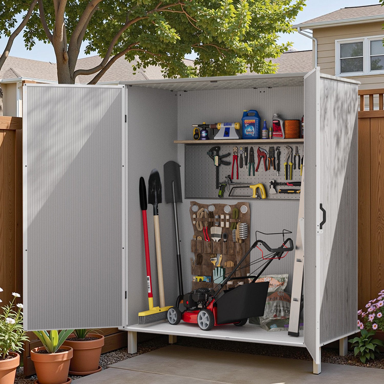 Patiowell 5x3 Plastic Outdoor Storage Shed with Lockable Door, Gray