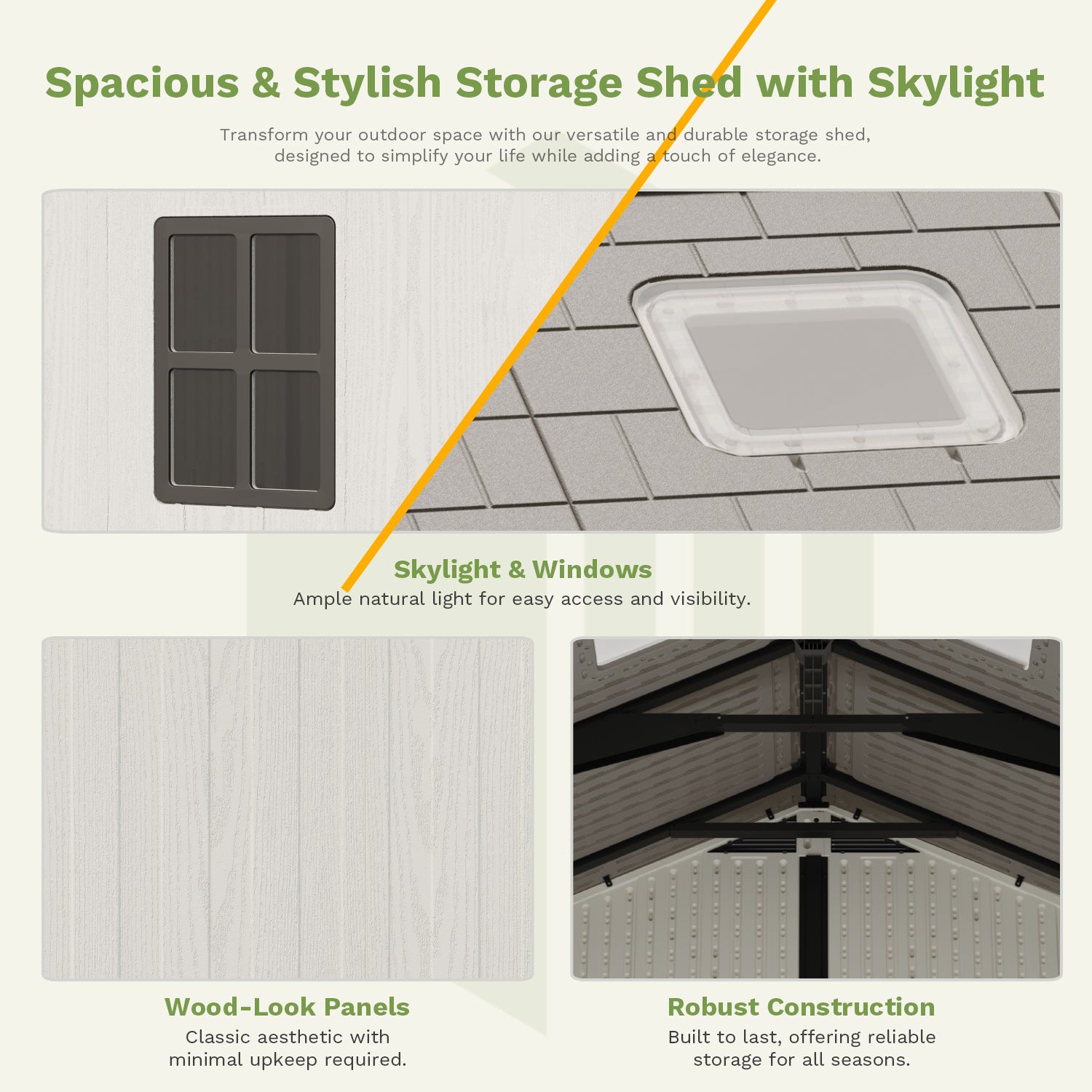 Patiowell 10x10 FT Plastic Storage Shed with Skylight & Windows & Lock