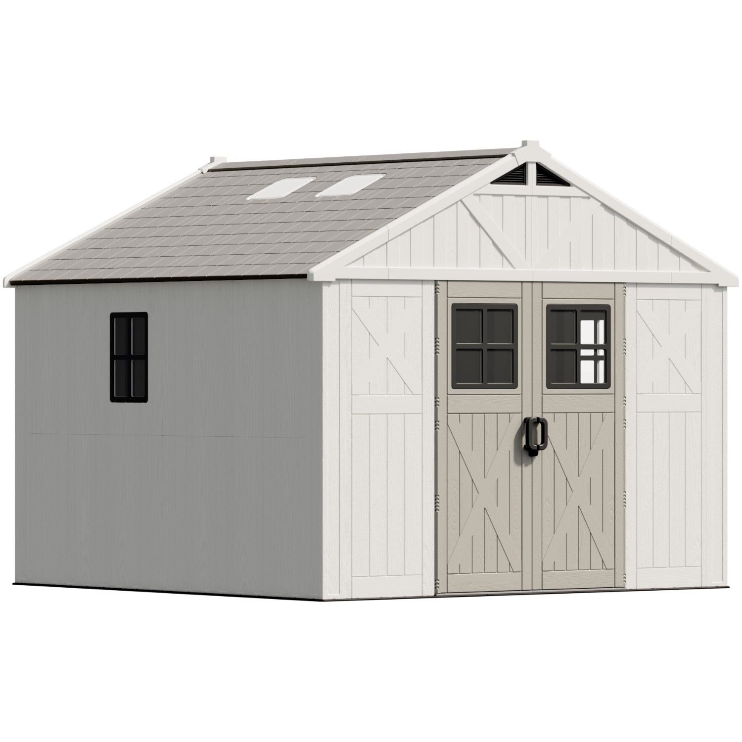 Patiowell 10x10 FT Plastic Storage Shed with Skylight & Windows & Lock
