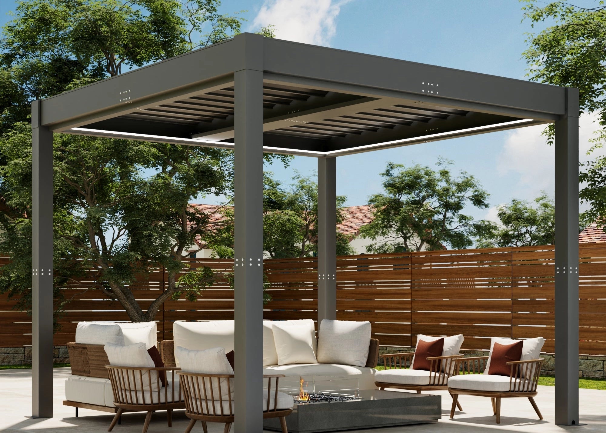 10x10 motorized pergola black