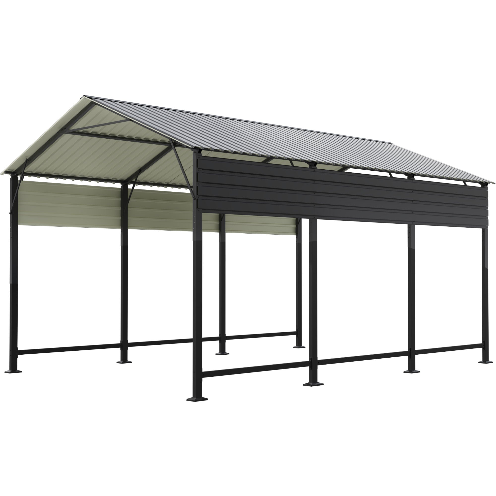 Patiowell 10'x15' Metal Carport with Vertical Roof, Black