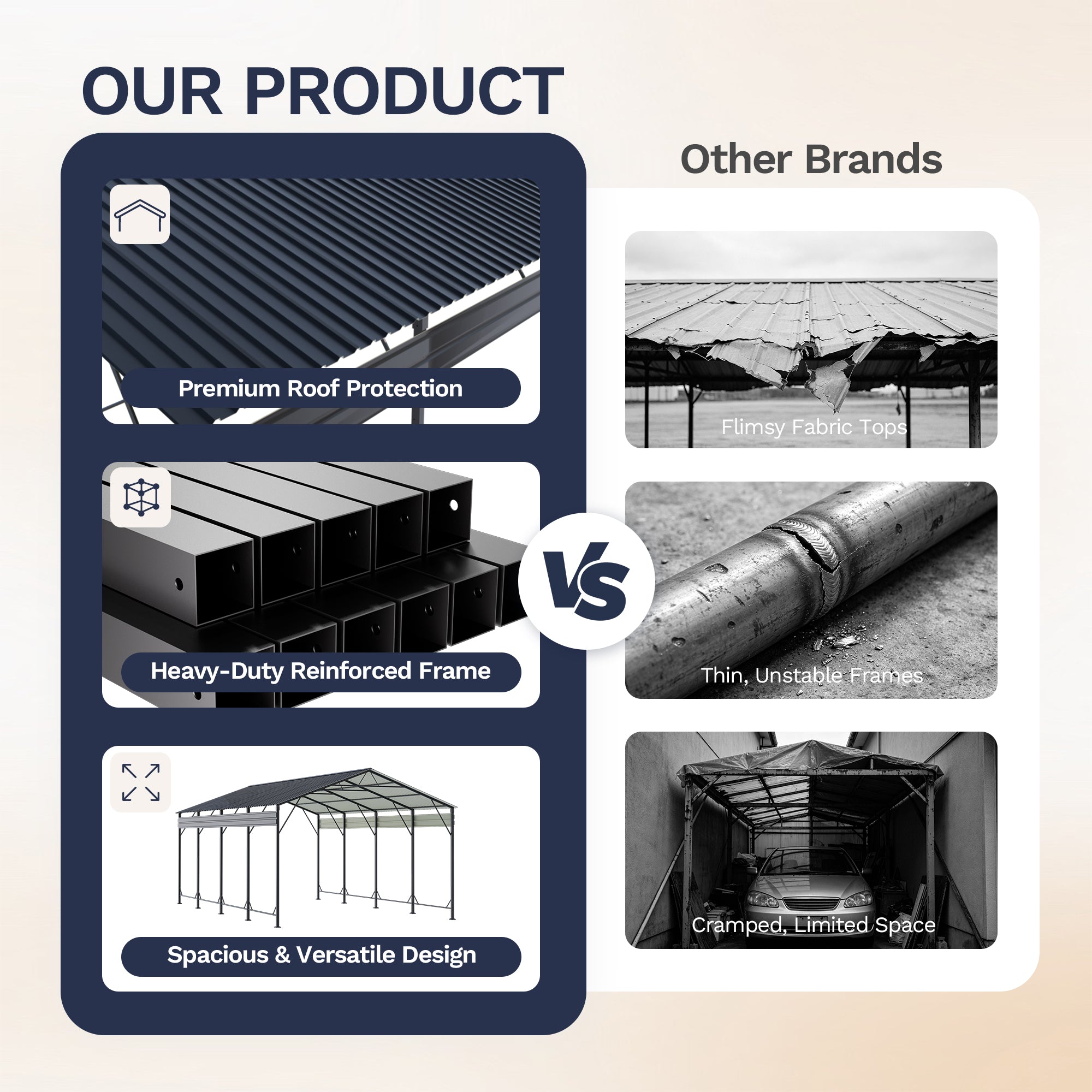 Patiowell 12'x20' Metal Carport with Vertical Roof, Black