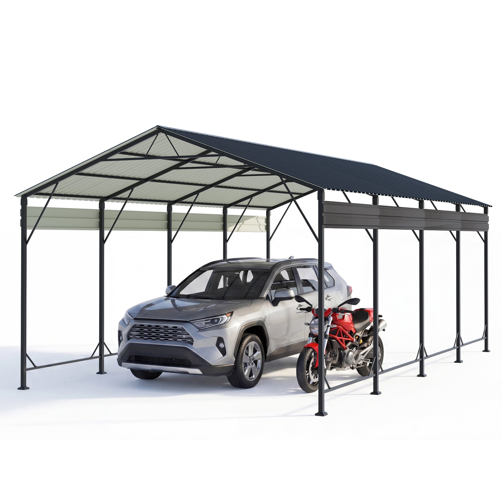 Patiowell 12'x20' Metal Carport with Vertical Roof, Black