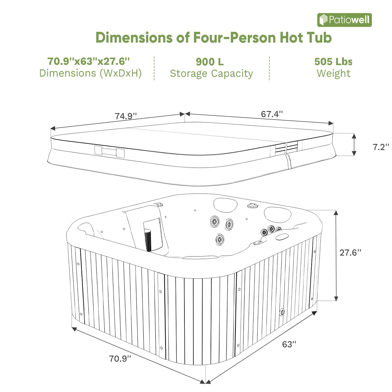 4-Person Freestanding Outdoor Hot Tub for Familiy Spa(copy)
