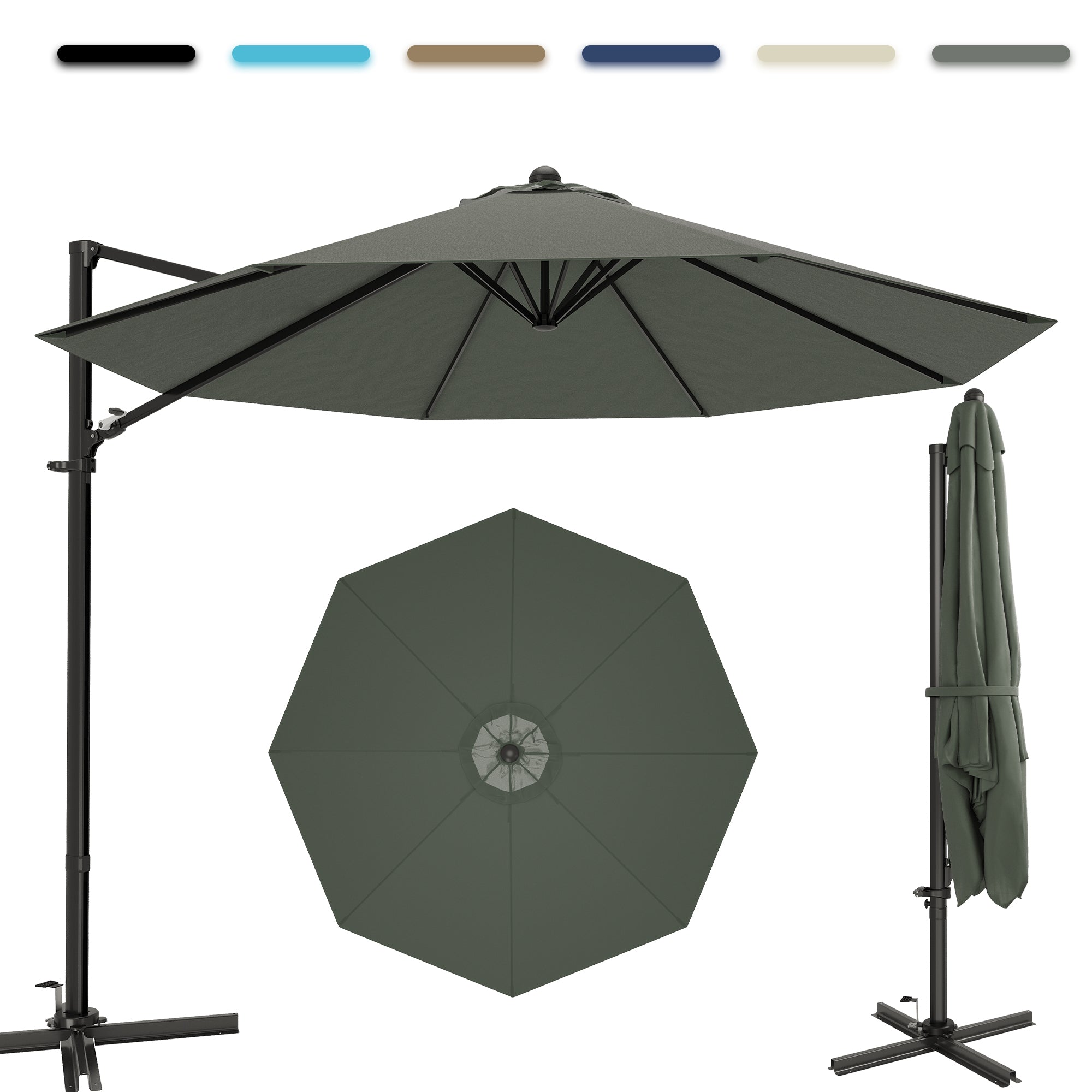 Patiowell 10FT Outdoor Patio Umbrella, 360° Rotation, Crank Open & Tilt, Beige
