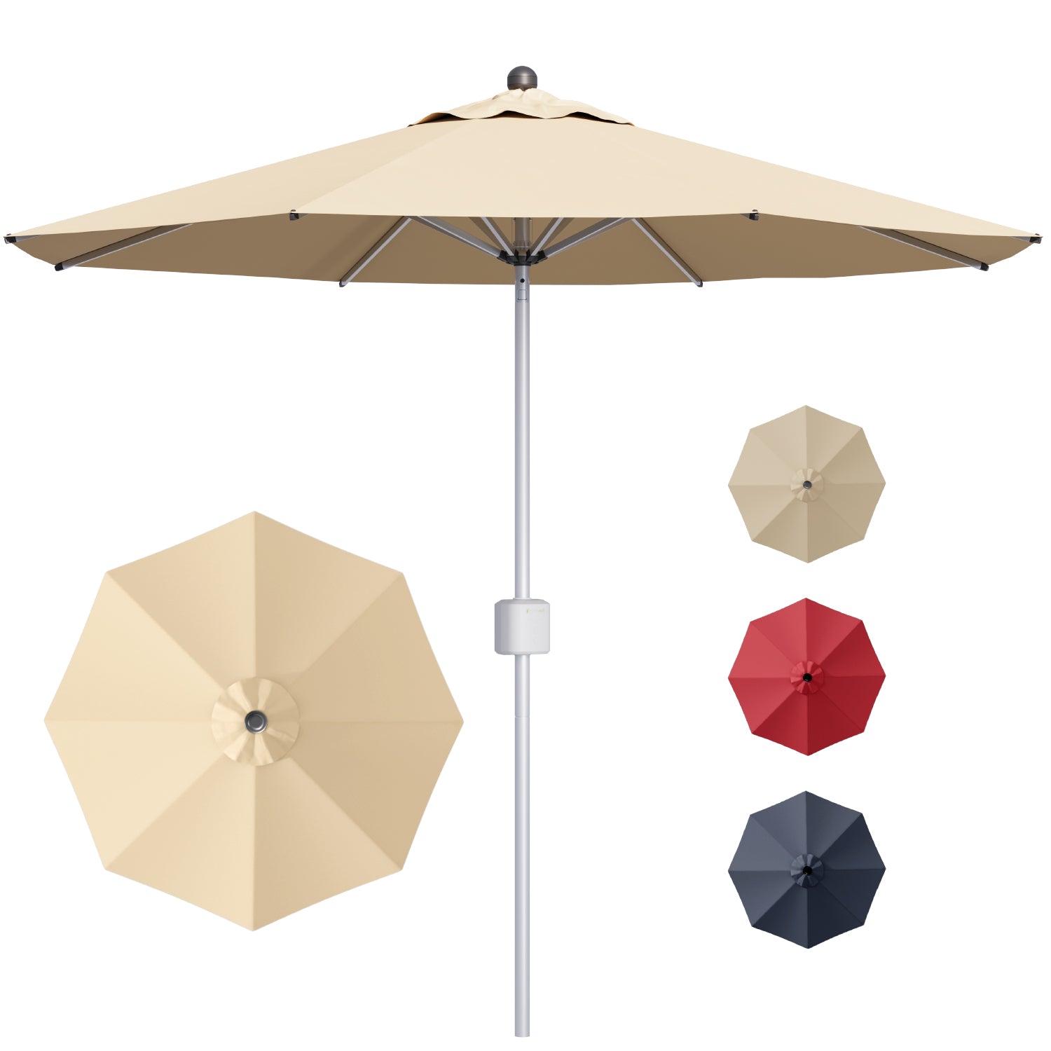 Beige 9ft Patio Umbrella Remote Control