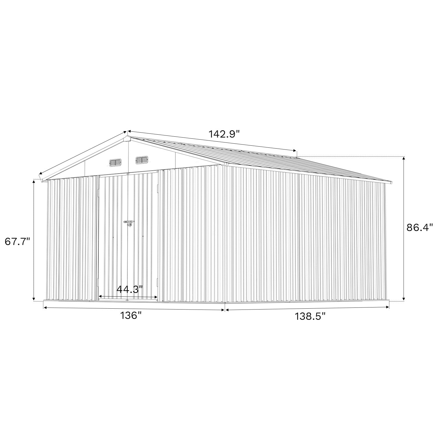 Patiowell 12x12 Large Metal Shed with Weather Resistance, Khaki