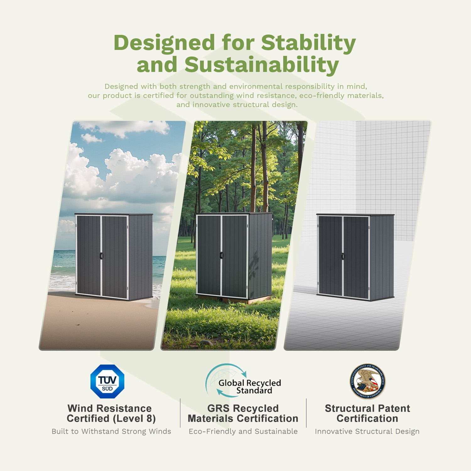 Patiowell 5x3 Plastic Outdoor Storage Shed with Lockable Door, Dark Gray