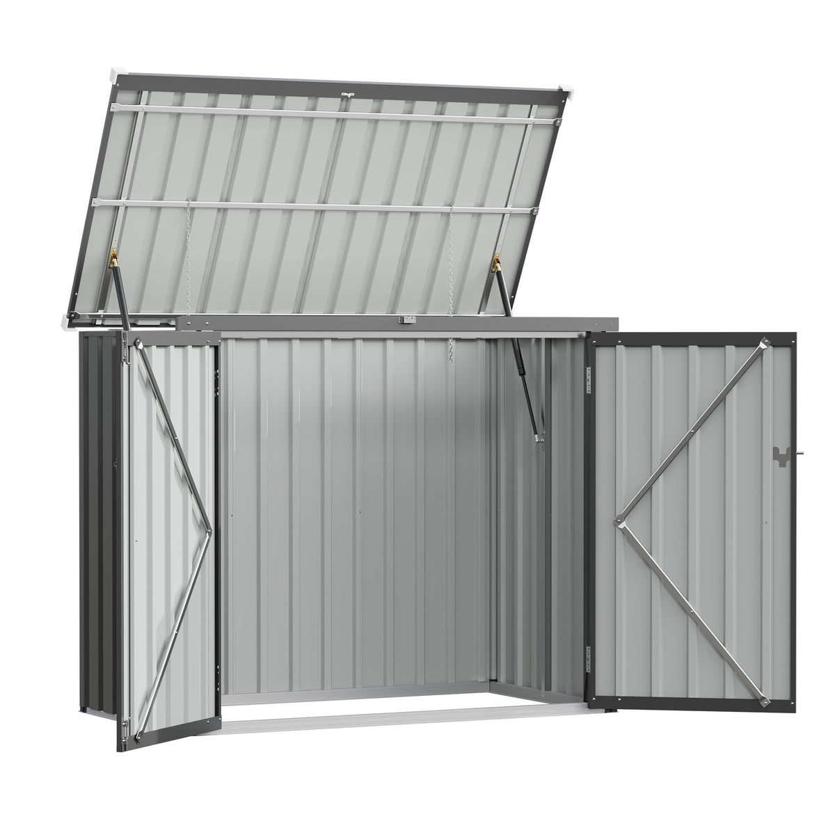 Patiowell 5x2.6ft Trash Can Storage Shed Metal Shed with Double Doors, Black