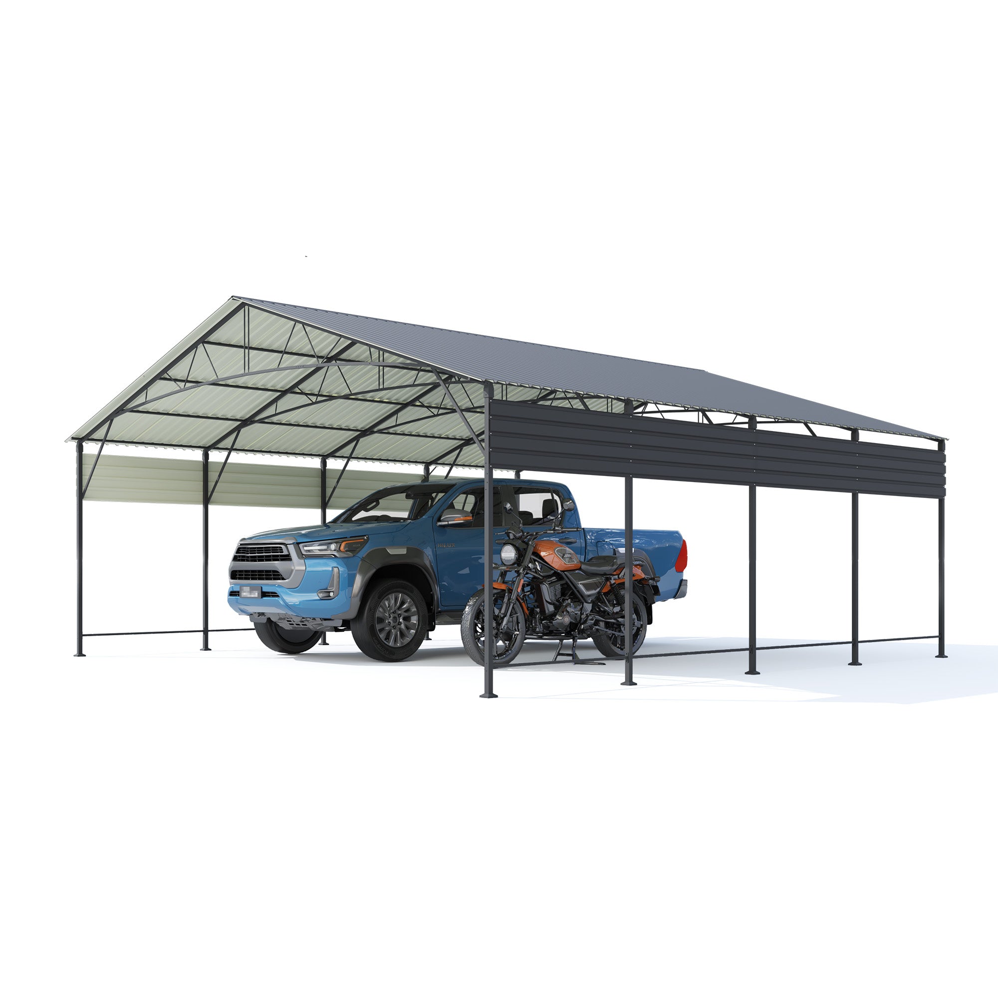 Patiowell 20x20 ft Outdoor Metal Carport, Black