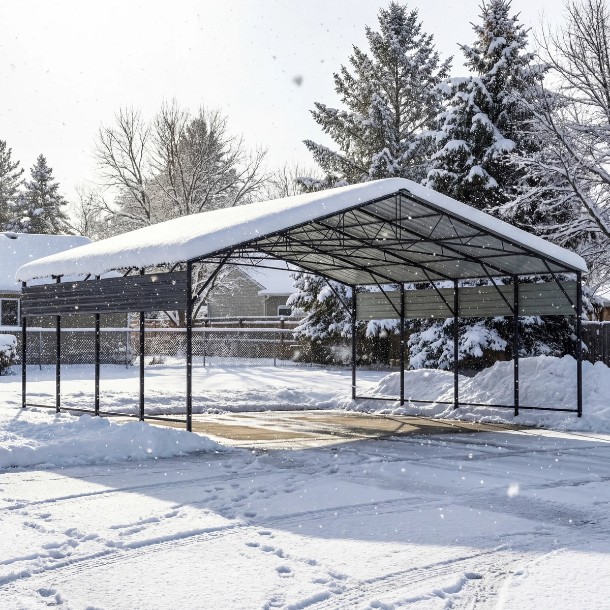 Patiowell 20x20 ft Outdoor Metal Carport, Black