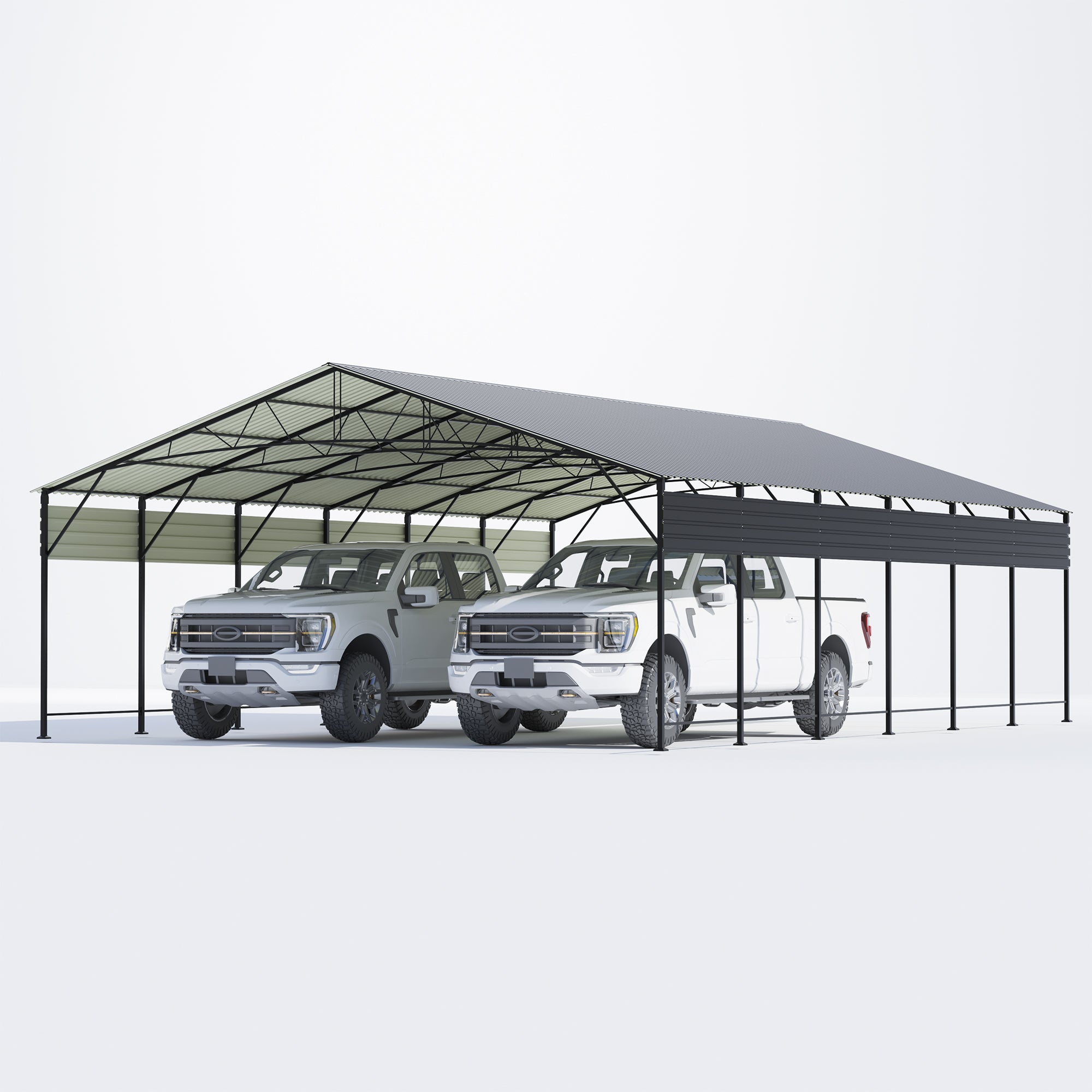 Patiowell 20x30 ft Outdoor Metal Carport, Black