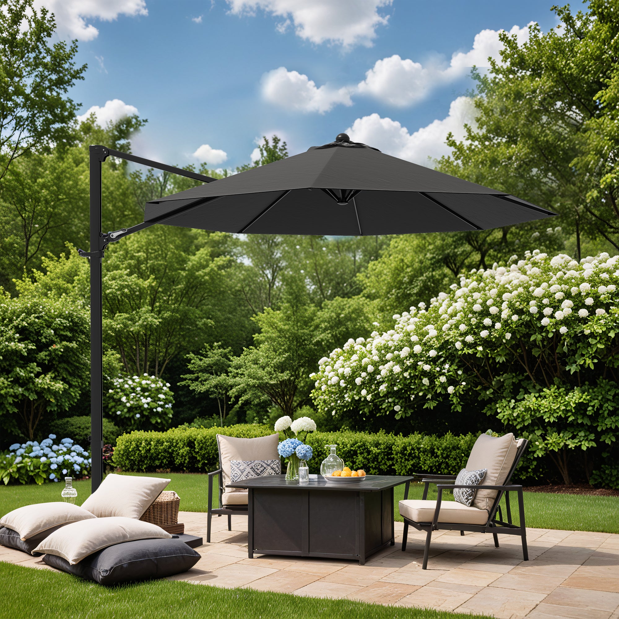 Patiowell 10FT Outdoor Patio Umbrella, 360° Rotation, Crank Open & Tilt, Beige