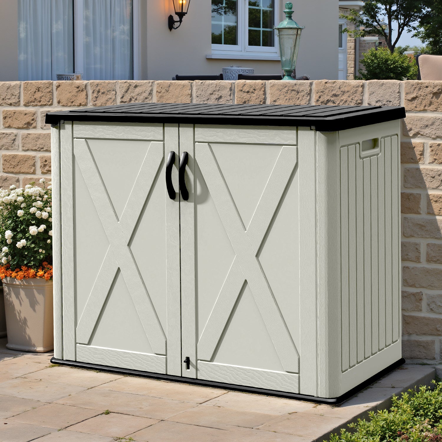 Patiowell 25 Cu.ft Outdoor Storage Cabinet, Beige