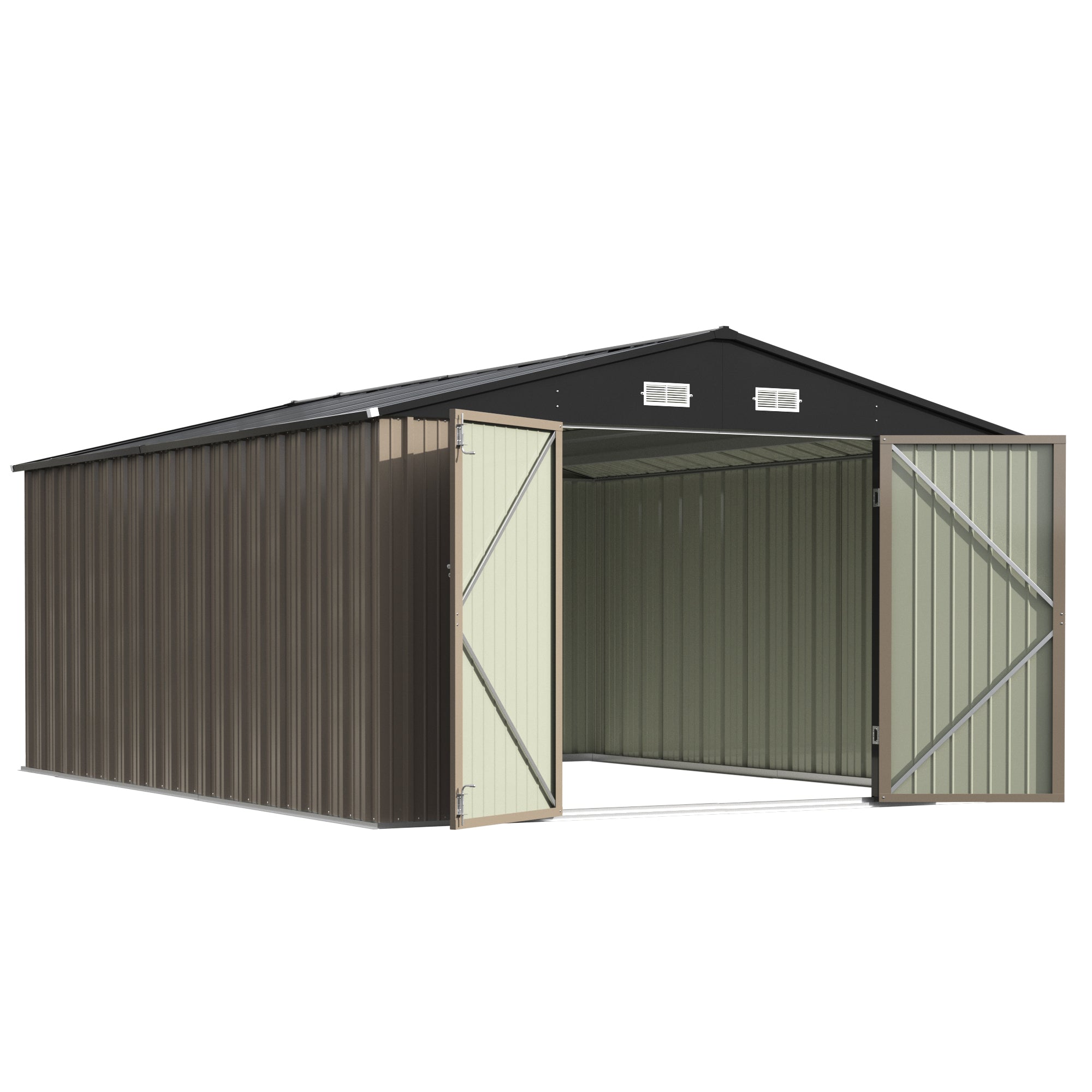 10x14 FT Large Metal Garden Shed with Lockable Door and Sloping Roof
