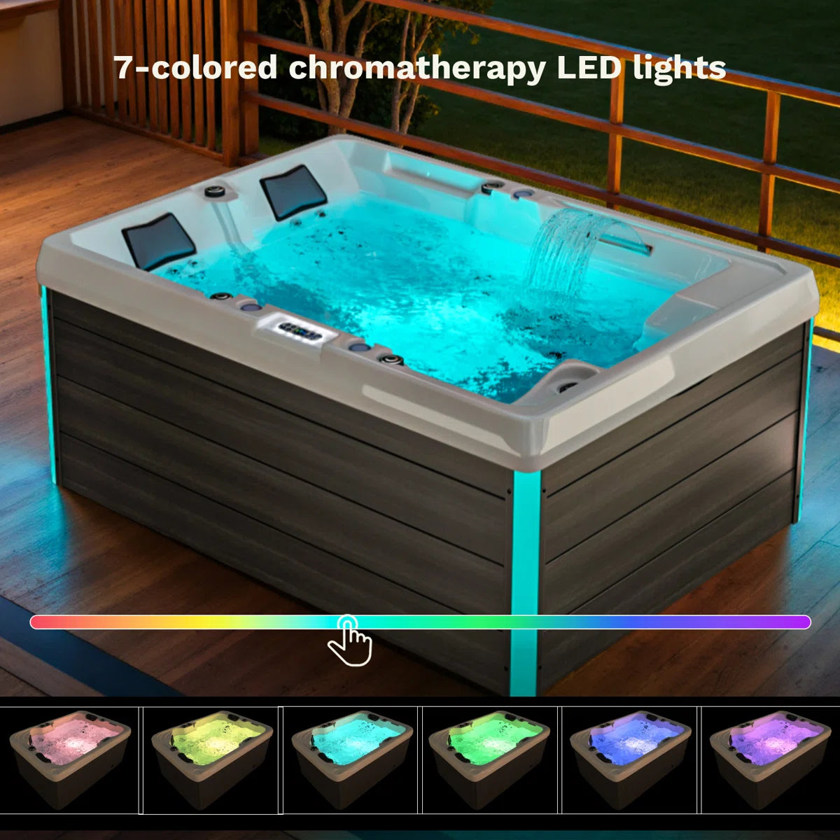 3-person Outdoor Hot Tub With 36 Water Jets & Digital Control System