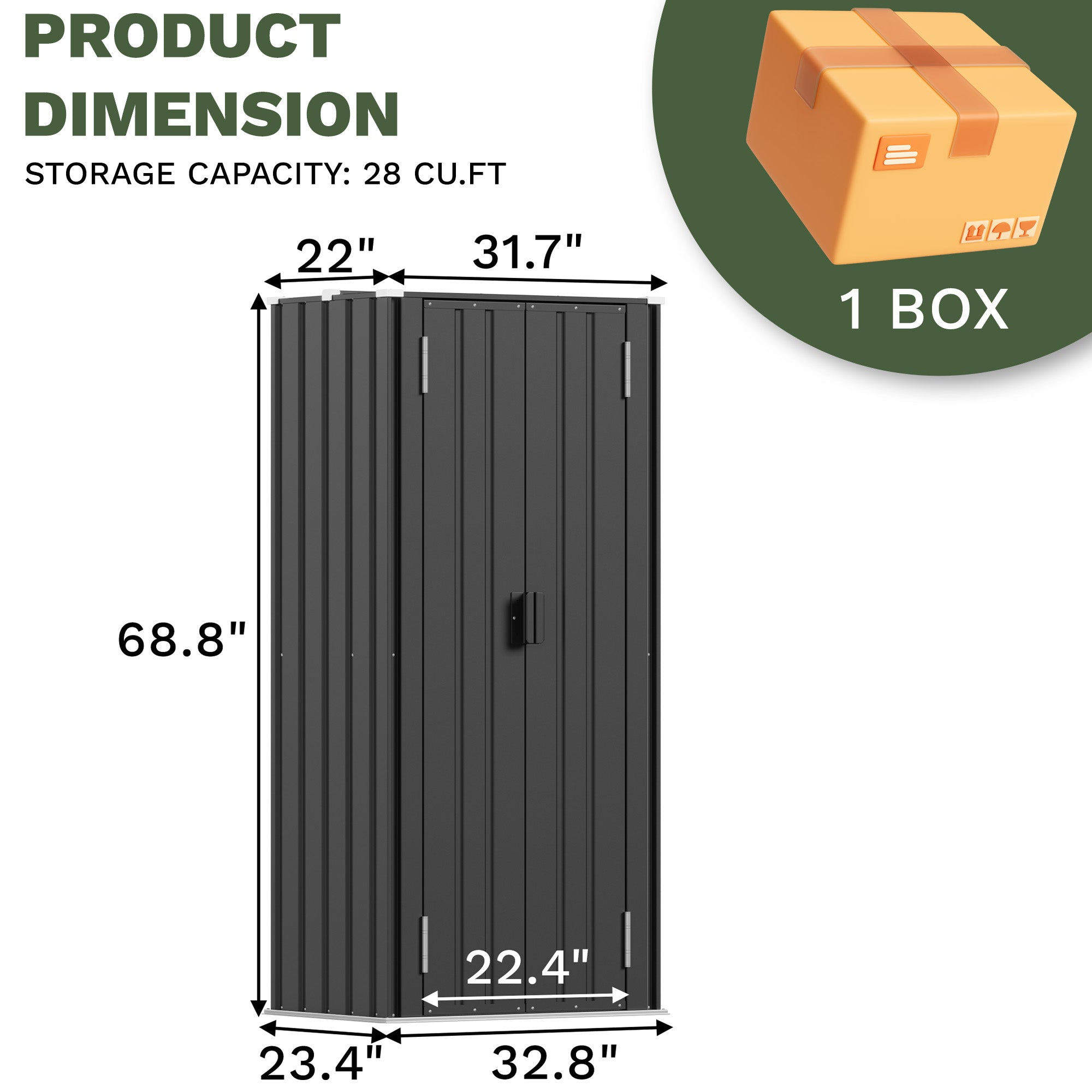 Patiowell 28 Cuft Outdoor Storage Cabinet