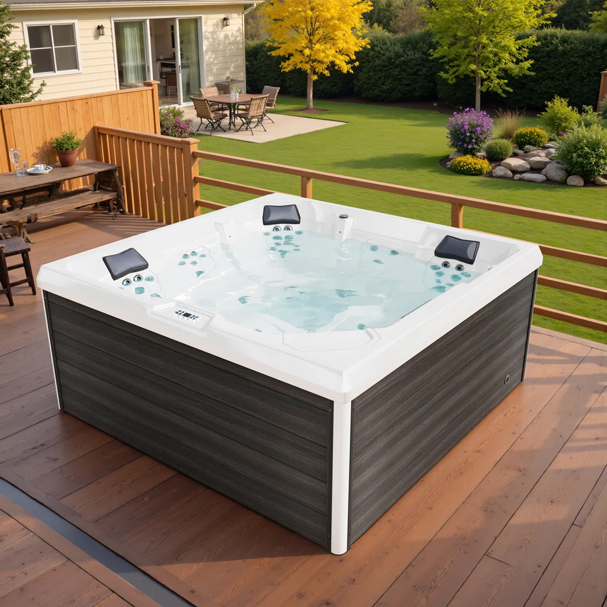 5-person Outdoor Hot Tub With 51 Water Jets & Digital Control System