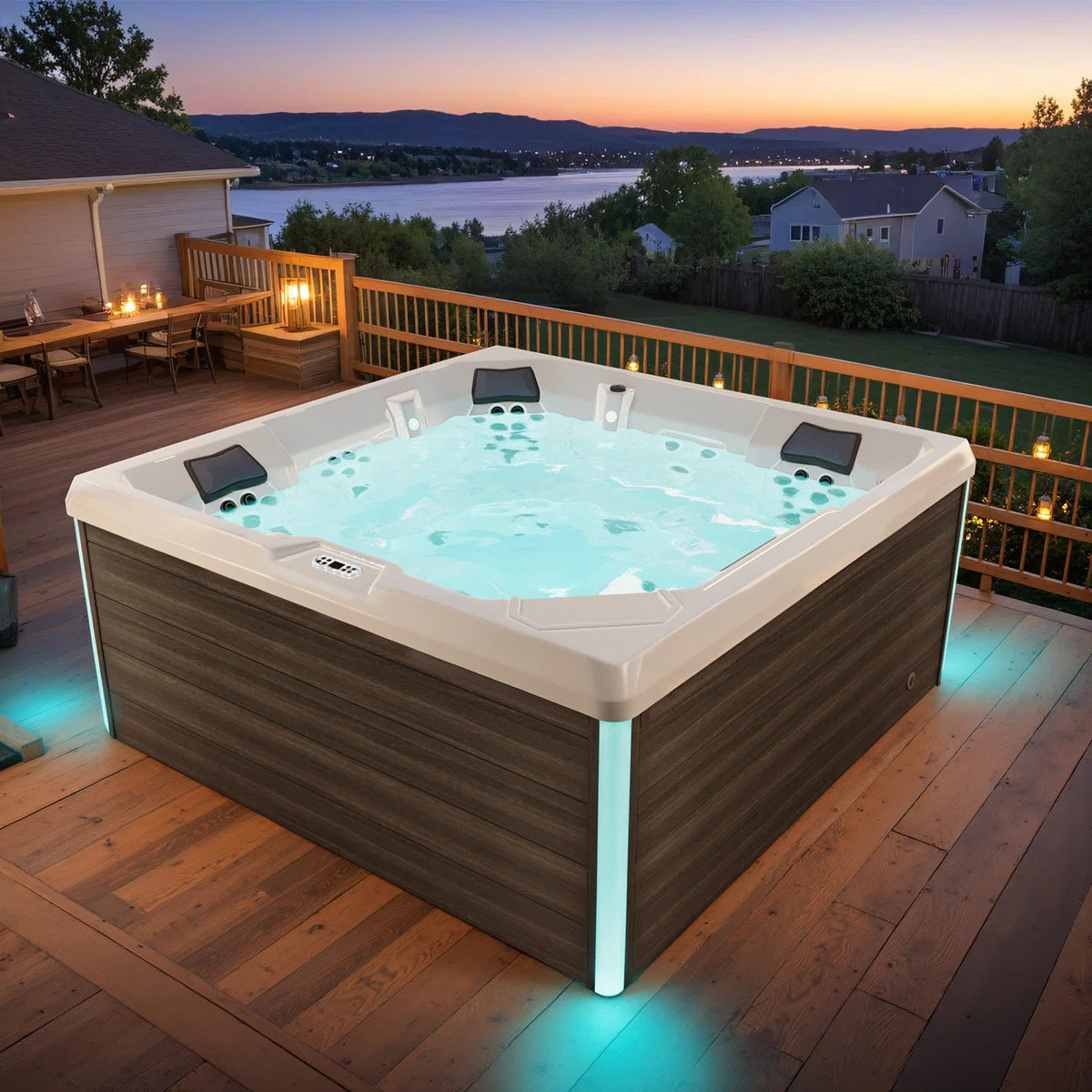 5-person Outdoor Hot Tub With 51 Water Jets & Digital Control System