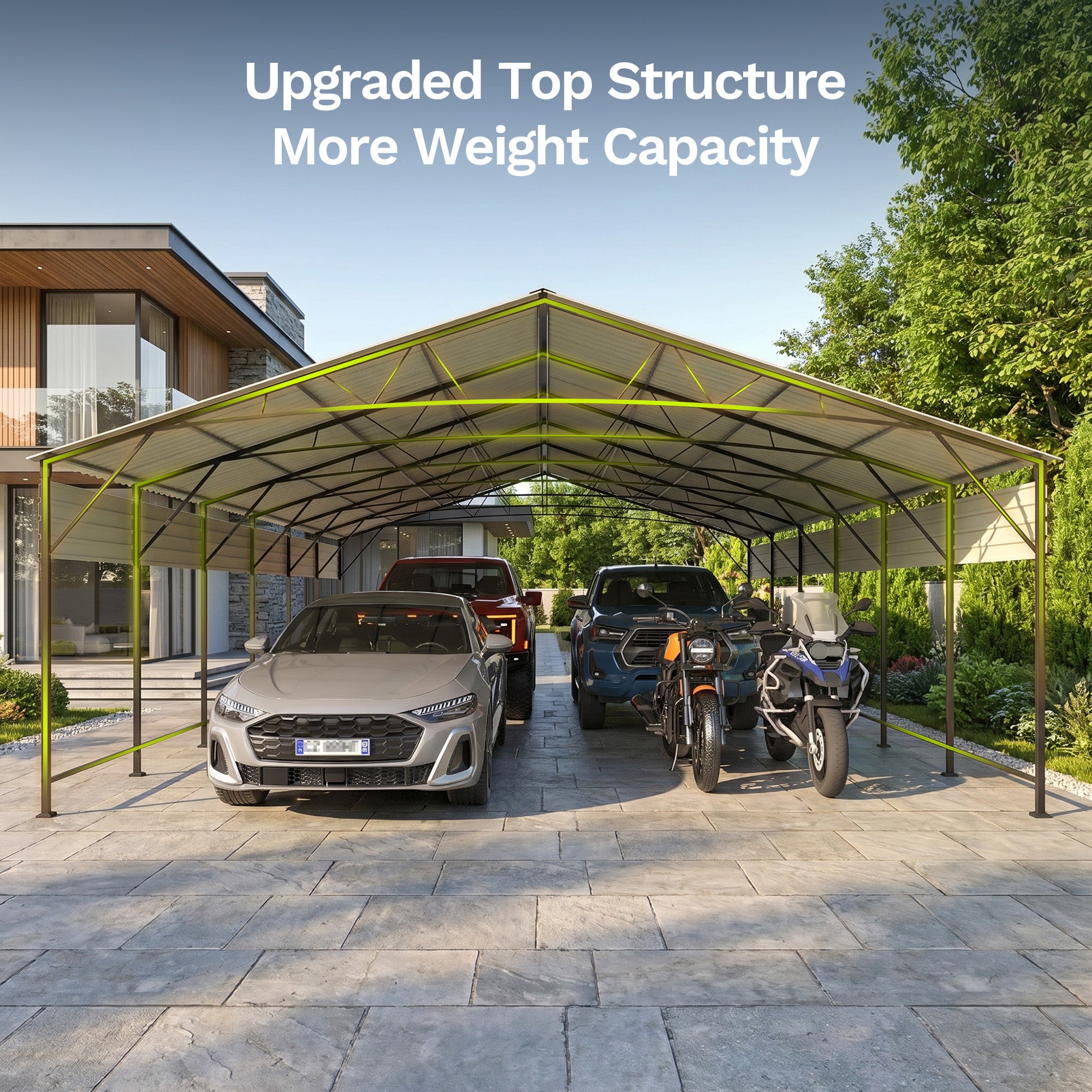 Patiowell 20x30 ft Outdoor Metal Carport, Black