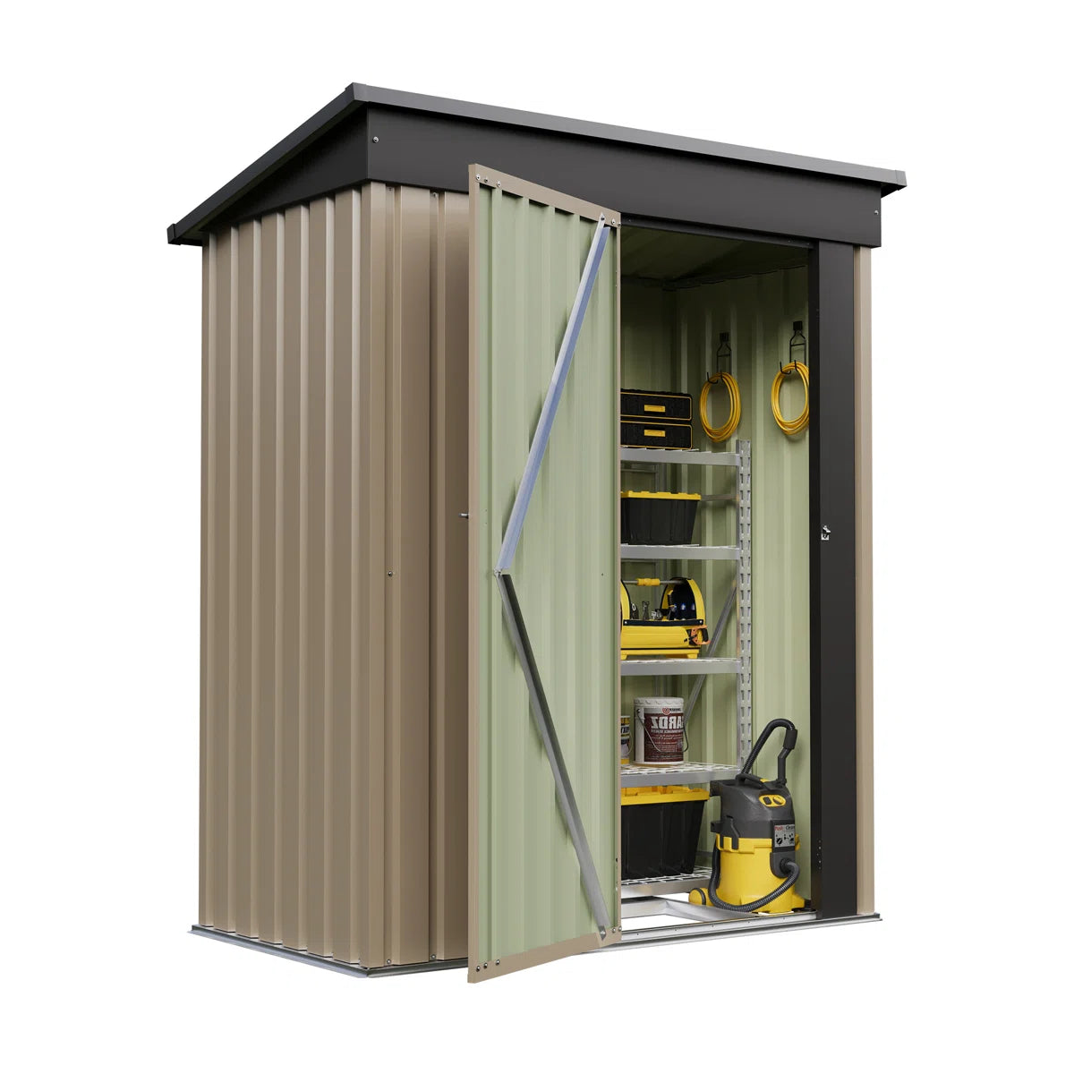 Patiowell 5x3 Metal Shed with Floor Frame, Brown