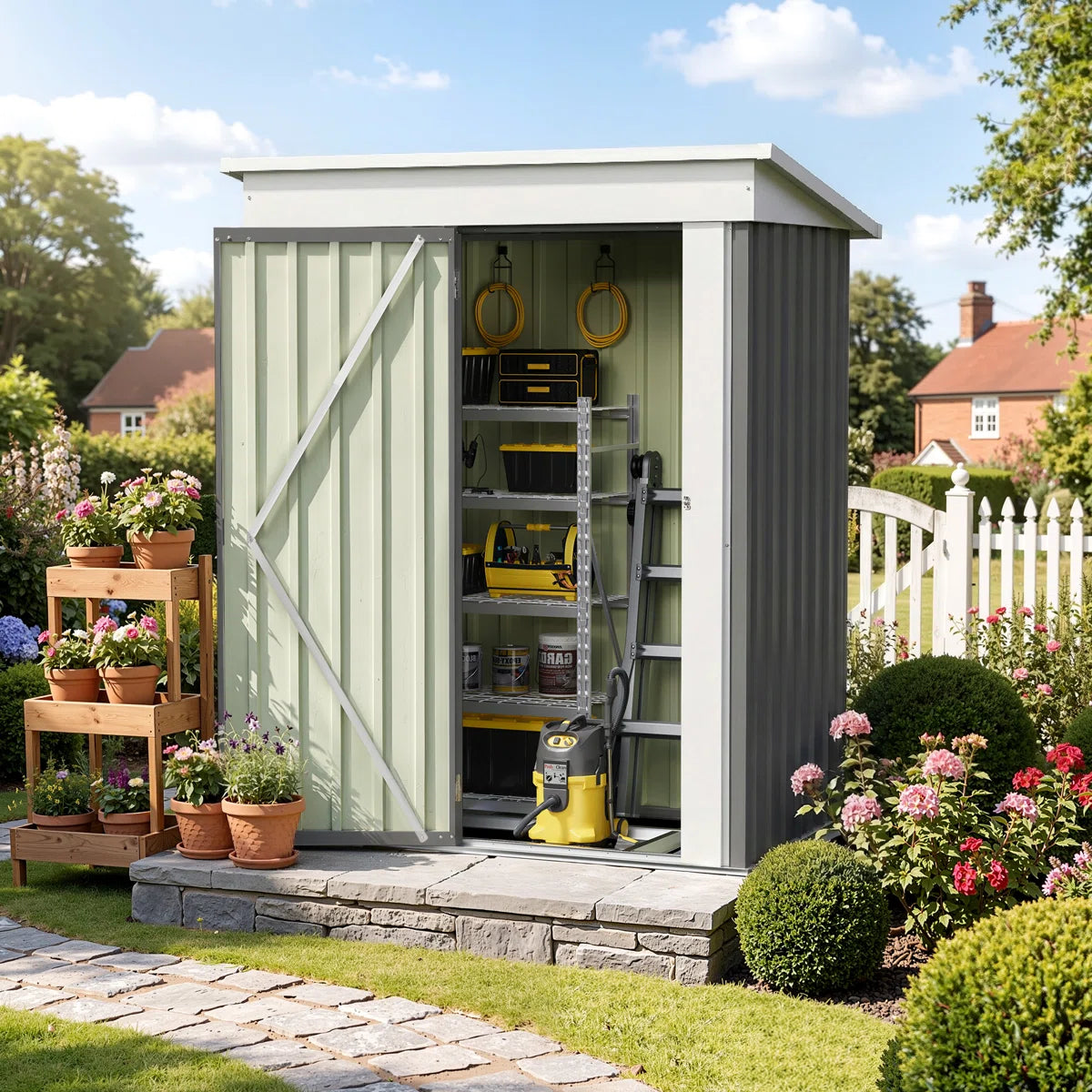 Patiowell 5x3 Metal Shed with Floor Frame, Gray