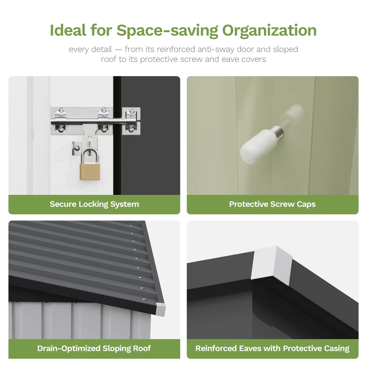 Patiowell 5x3 Metal Shed with Floor Frame, White