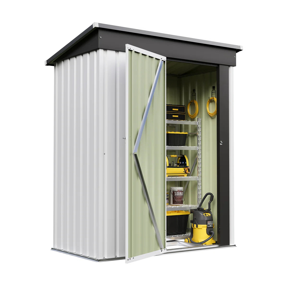 Patiowell 5x3 Metal Shed with Floor Frame, White