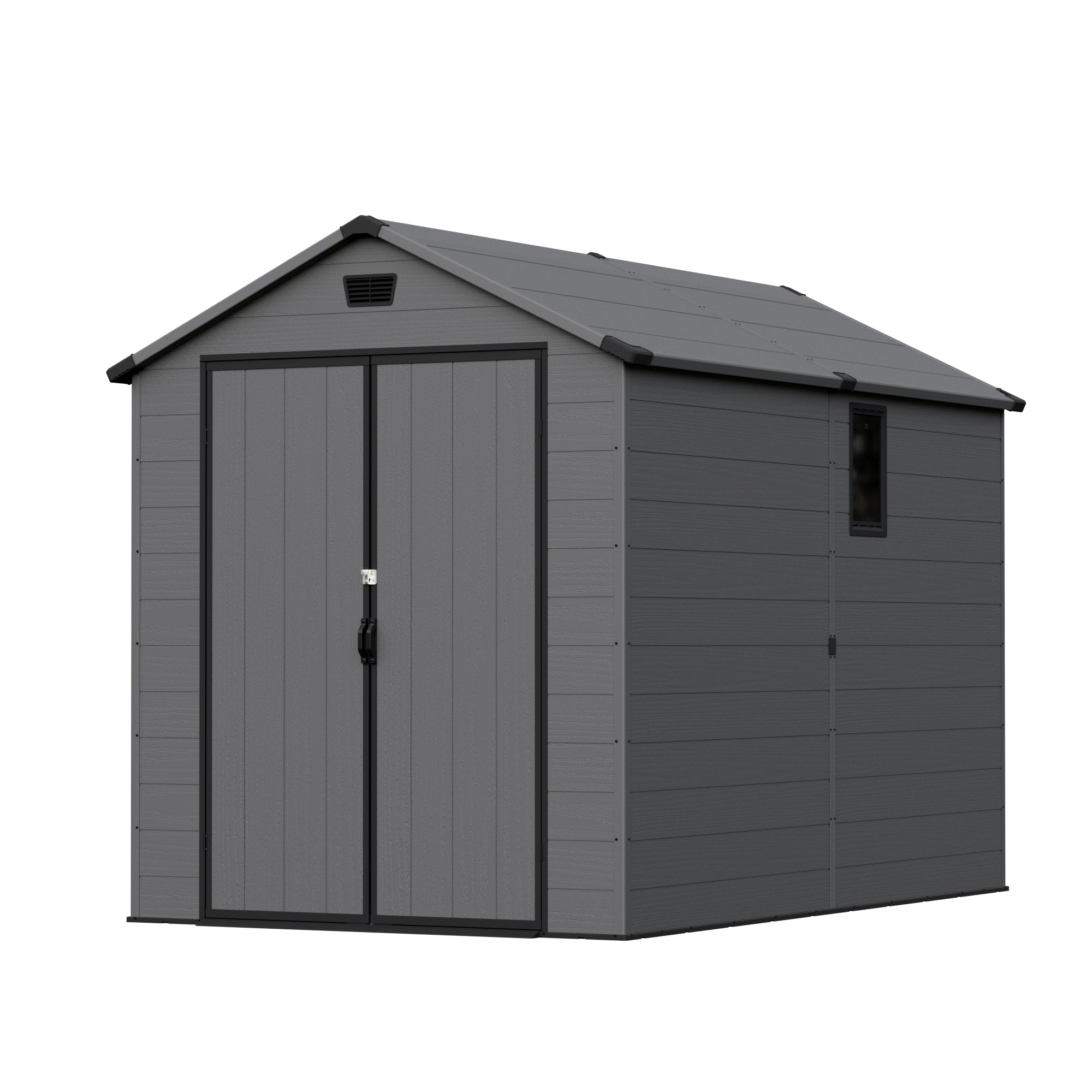 Patiowell 6x10 Plastic Shed with Window, Vent & Sloped Roof, Dark Gray
