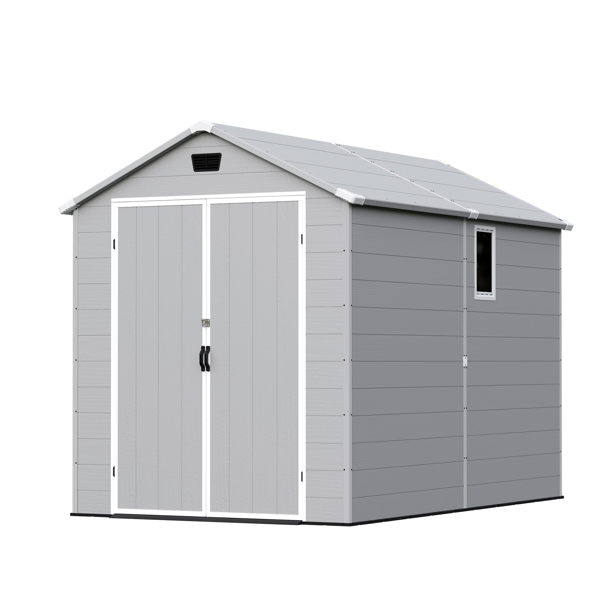 Ｒoo 6x10 ft Plastic Shed with Vent, Window & Sloped Roof, Gray | Patiowell