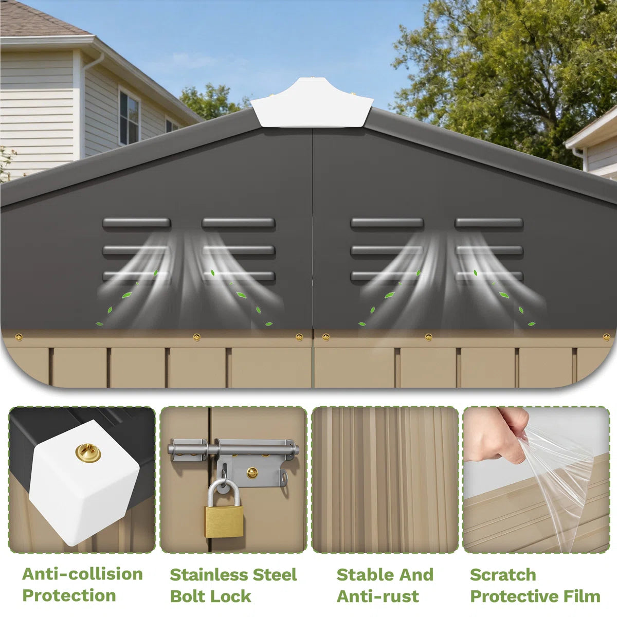 Patiowell 6x4 Metal Shed with Floor Frame, Brown