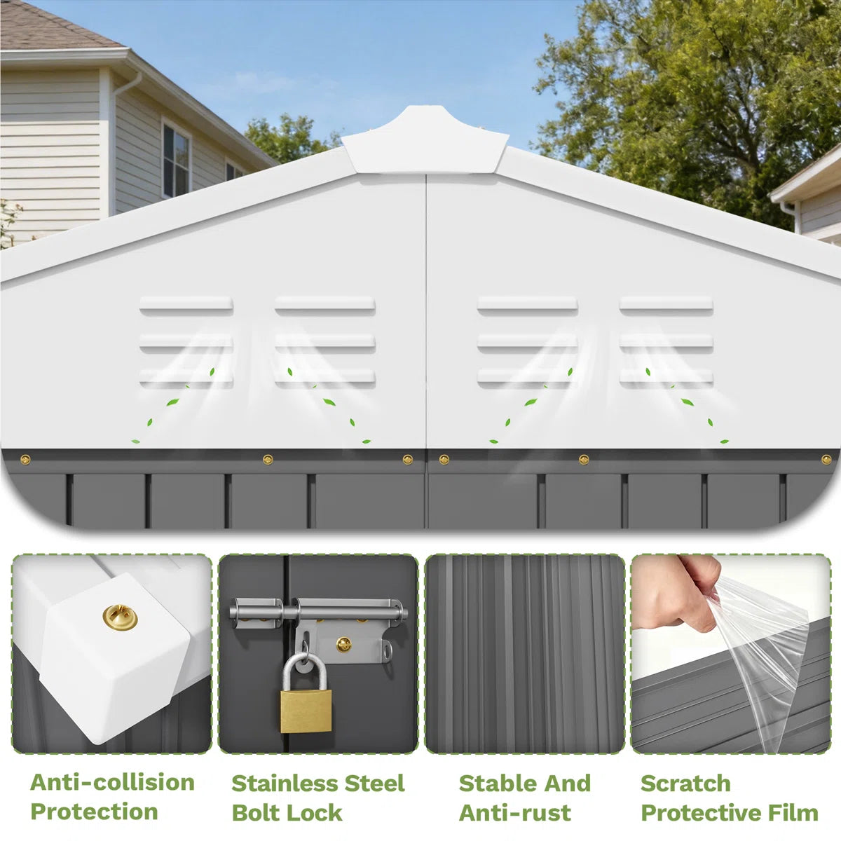 Patiowell 6x4 Metal Shed with Floor Frame, Gray