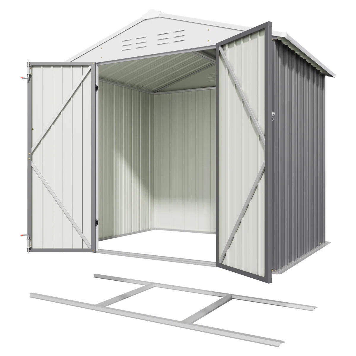 Patiowell 6x4 Metal Shed with Floor Frame, Gray