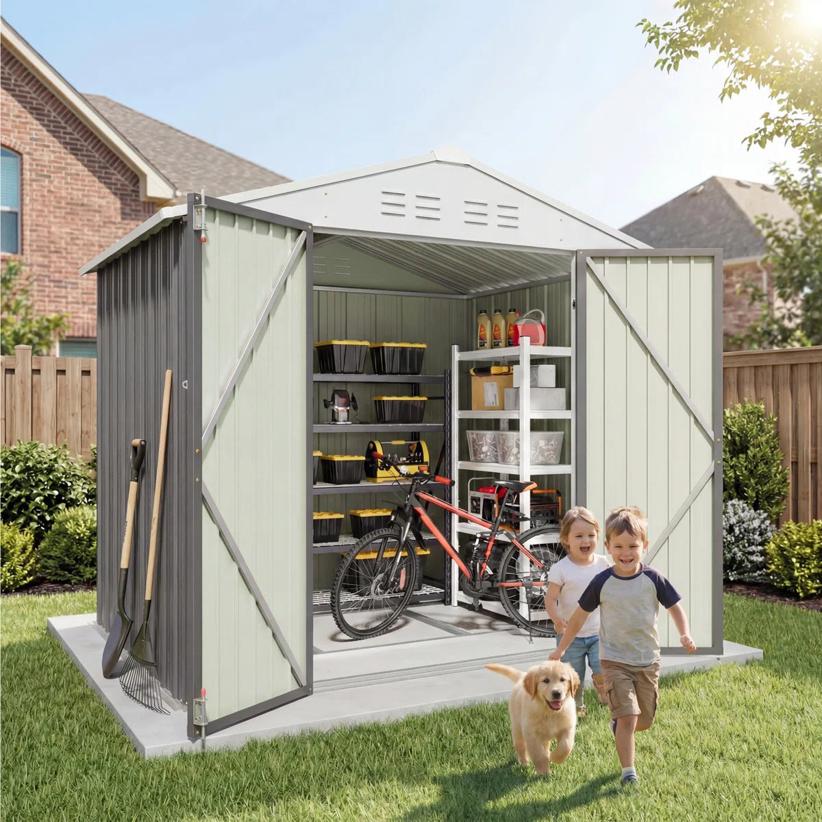 Patiowell 6x4 Metal Shed with Floor Frame, Gray