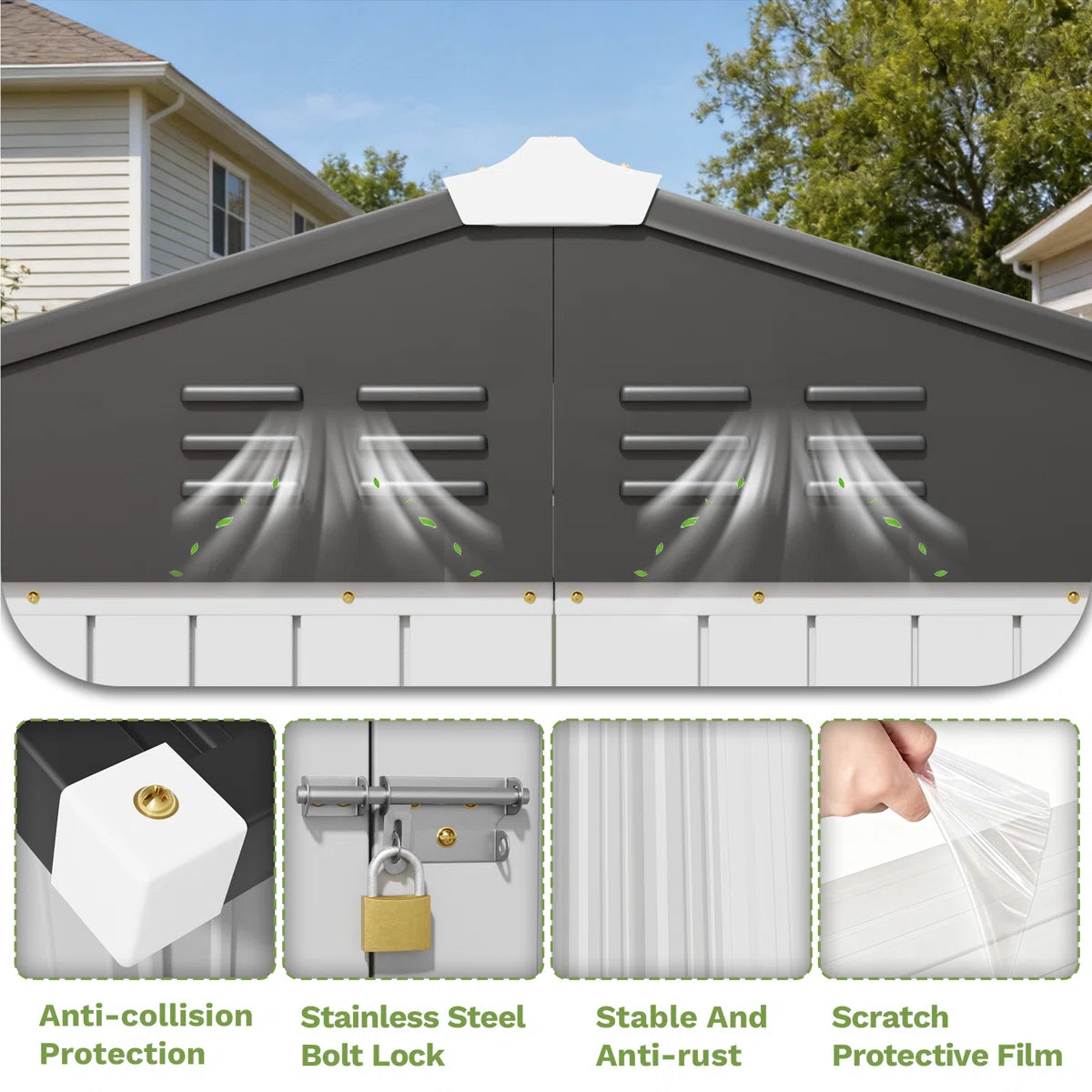 Patiowell 6x4 Metal Shed with Floor Frame, White