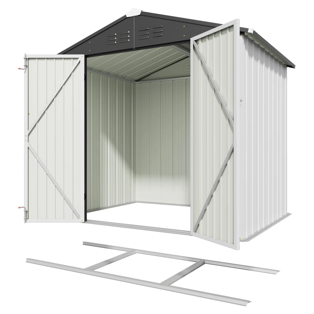 Patiowell 6x4 Metal Shed with Floor Frame, White