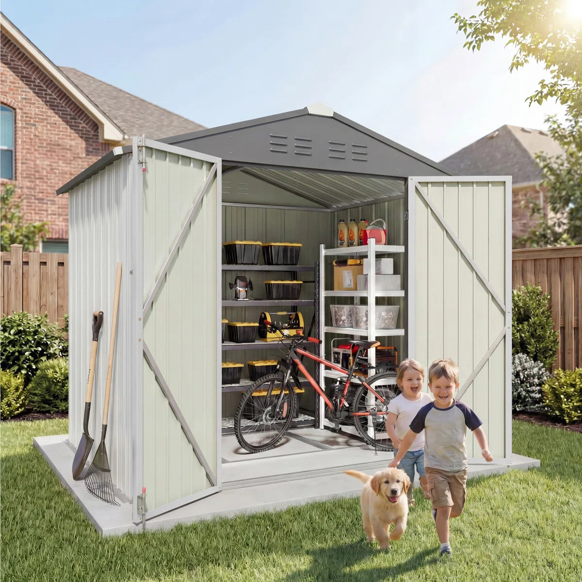 Patiowell 6x4 Metal Shed with Floor Frame, White