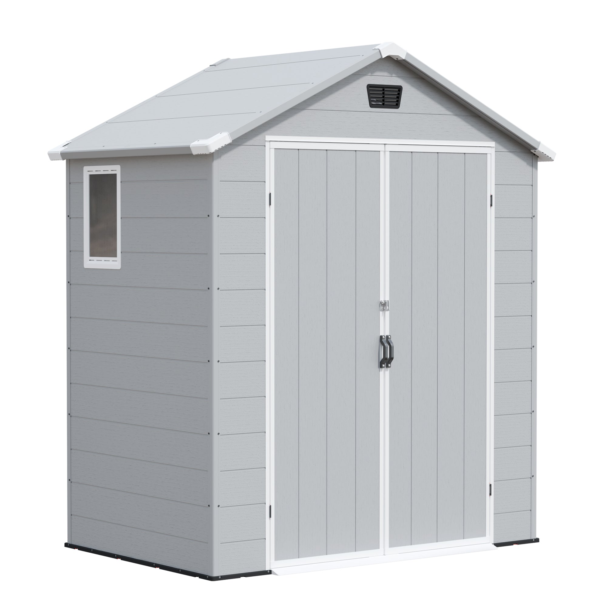 Patiowell 6x4 Plastic Shed with Window, Vent & Sloped Roof, Gray
