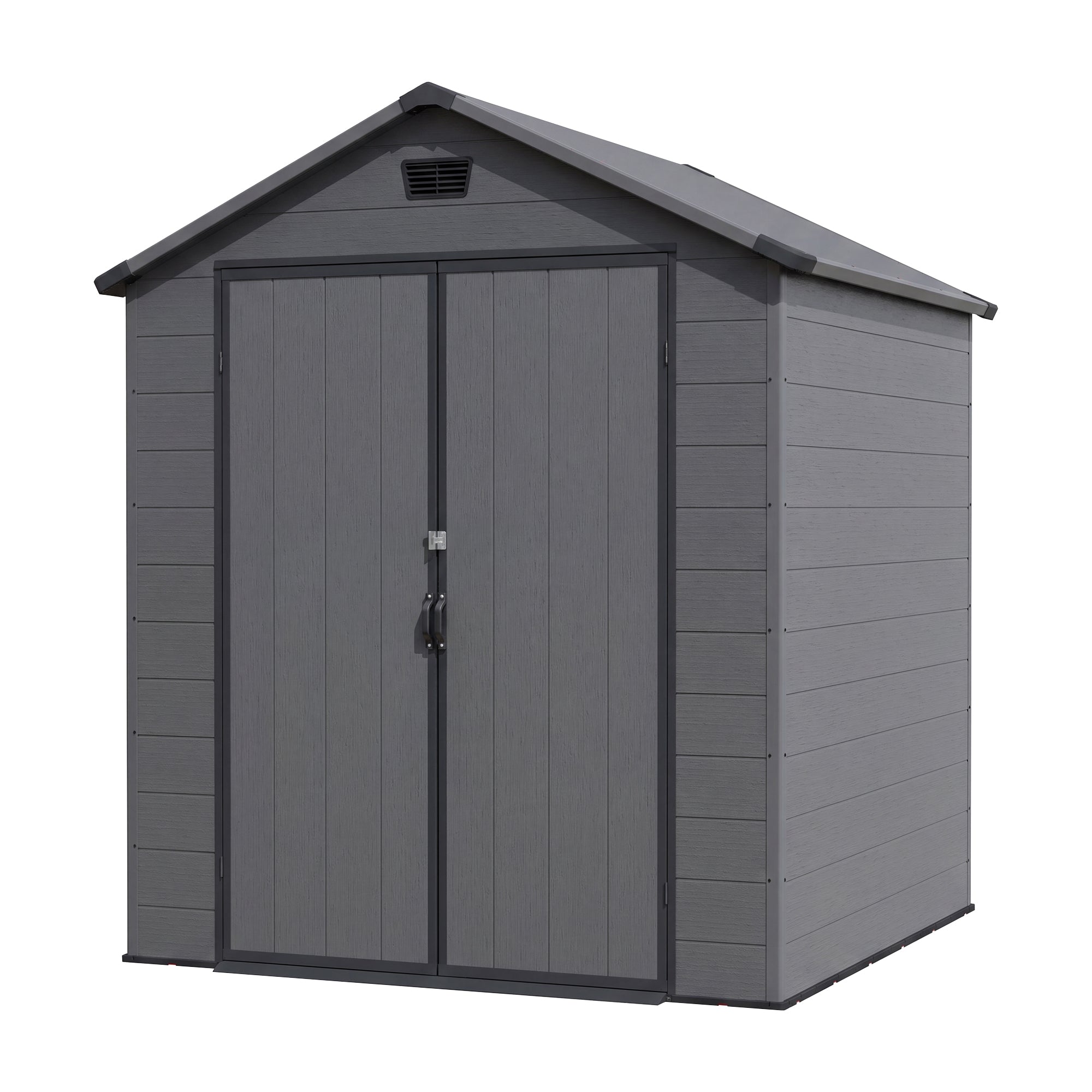 Patiowell 6x6 Plastic Shed with Window, Vent & Sloped Roof, Dark Gray
