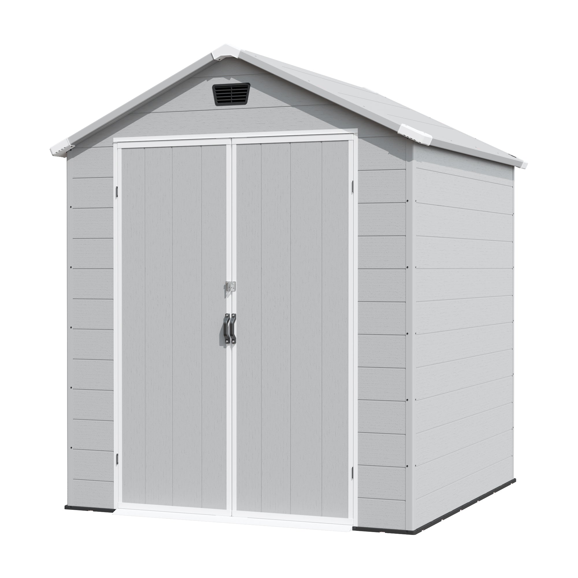 Patiowell 6x6 Plastic Shed with Window, Vent & Sloped Roof, Gray
