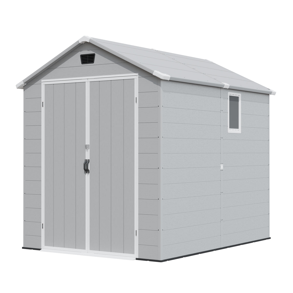 Patiowell 6x8 ft Plastic Shed with Vent, Window & Sloped Roof, Light Gray