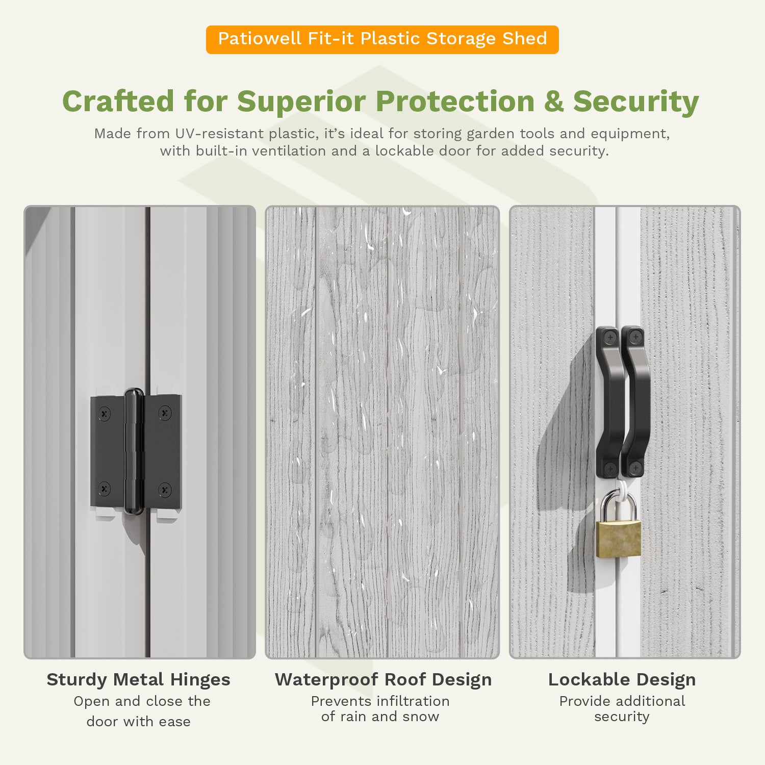 Patiowell 5x3 Plastic Outdoor Storage Shed with Lockable Door, Gray