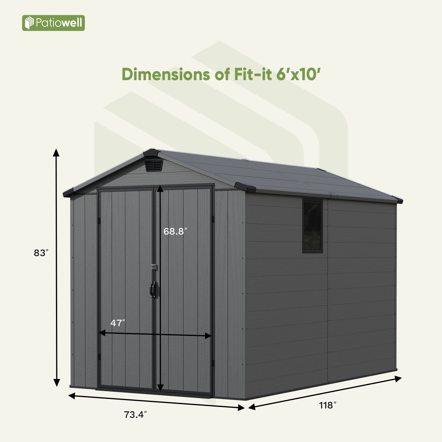 Patiowell 6x10 FTOutdoor Storage Shed 697