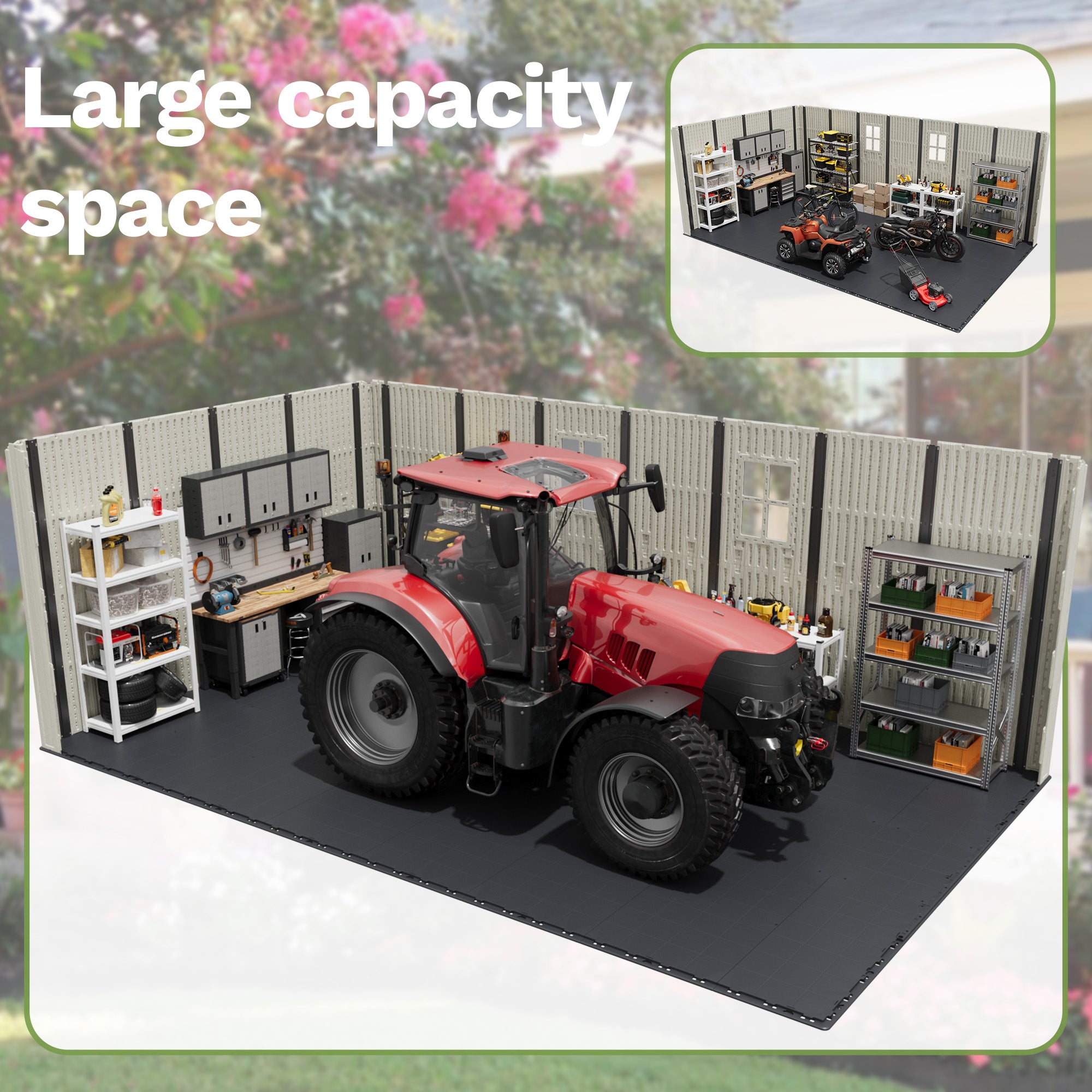 Patiowell 10x16ft Kick-it Plastic Storage Shed with Skylight & Windows