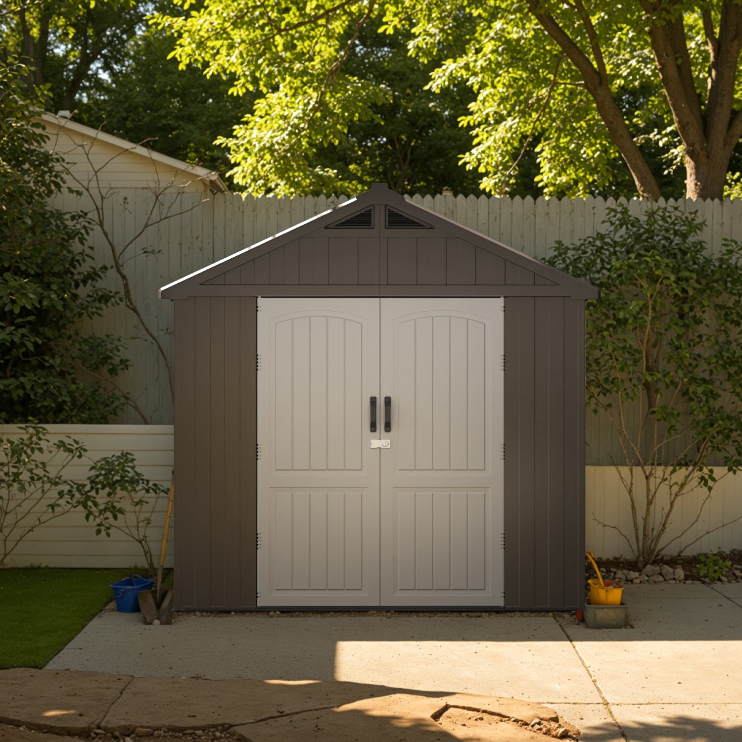 Patiowell Kick-it 8x12 Plastic Storage Shed with Floor, Brown