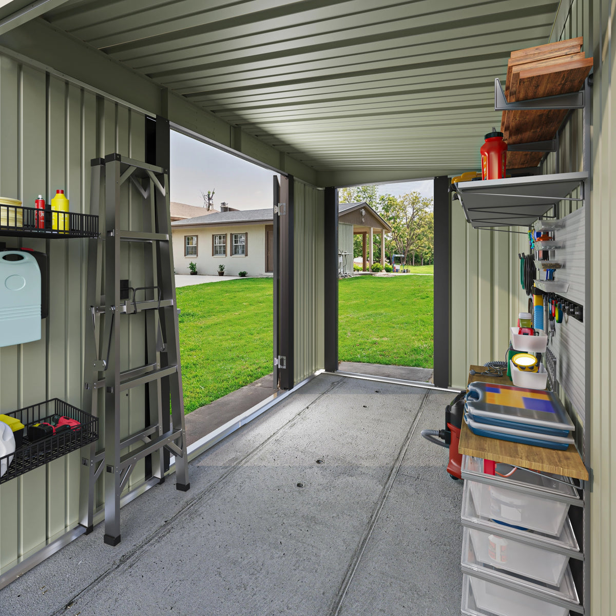 Patiowell 8x4ft Metal Shed with 3 Lockable Doors, Black