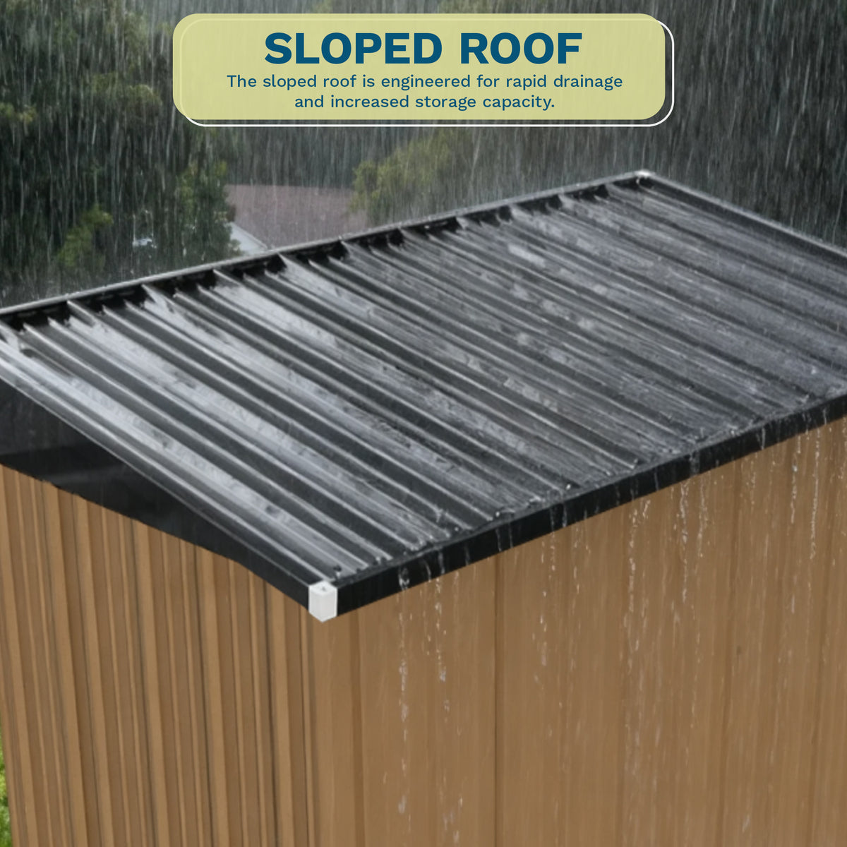 Patiowell 8x4ft Metal Shed with 3 Lockable Doors, Brown